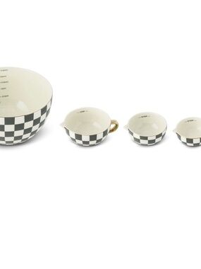 Thyme & Table Checkered Mixing Bowl & Measuring Cup Set - color dark gray
